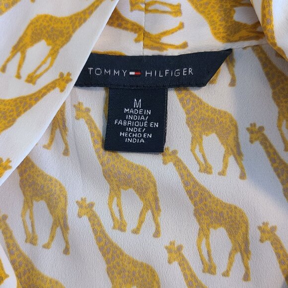 Tommy Hilfiger Giraffe Print Ruffle Accent Sleeveless Shirt Women's Med Artsy - Picture 4 of 8